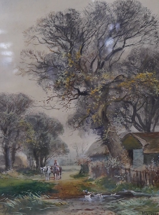 Henry Charles Fox (1860-1929), watercolour, ‘Farm in the New Forest’, signed and dated 1924, 36 x 26cm. Condition - fair